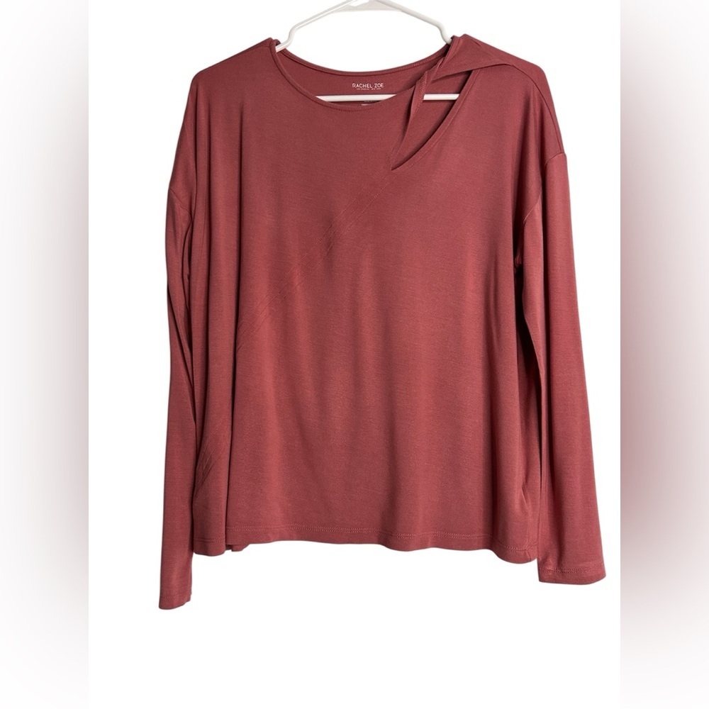 Rachel & Zoe Preloved Long Sleeve Top • Size L • Soft Rust / Brick Red